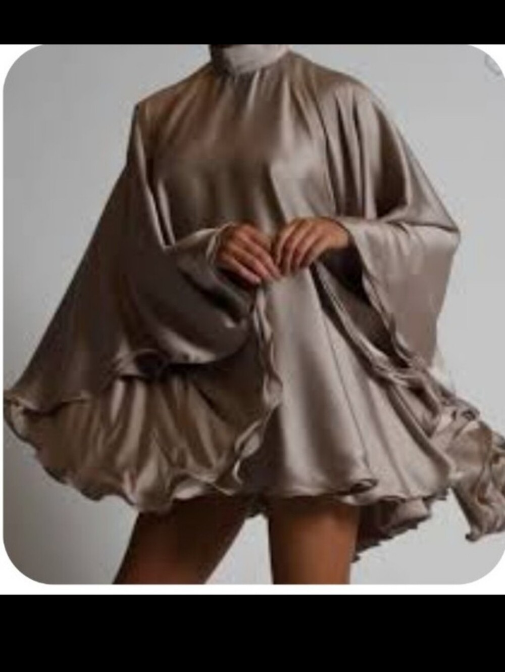 Nasty Gal Women's Satin High Neck Cape Dress Mini